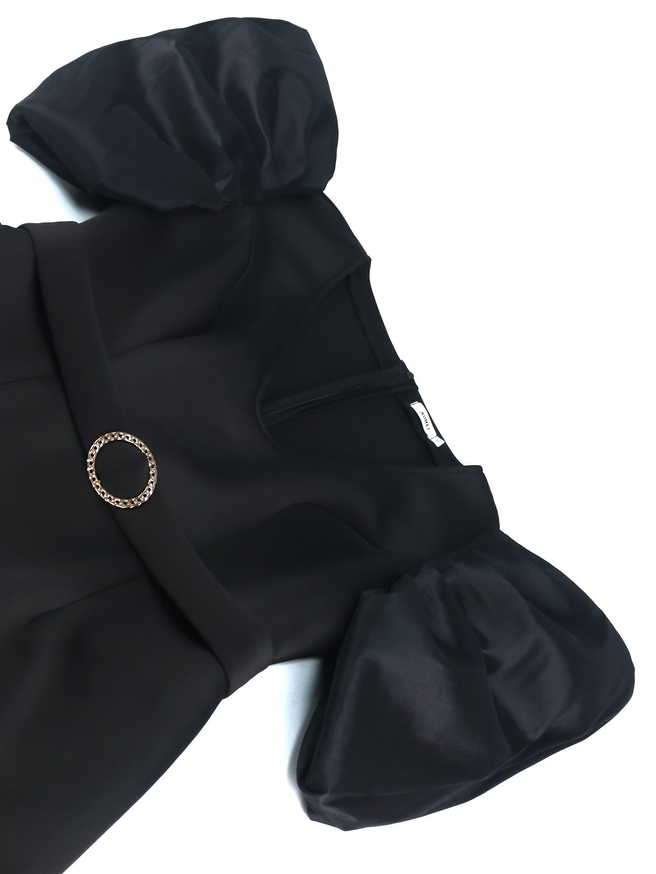 Plus Size Elegant V-Neck Ruffle Sleeve Bodycon Bridesmaid Dress Polyester Solid Night Gown