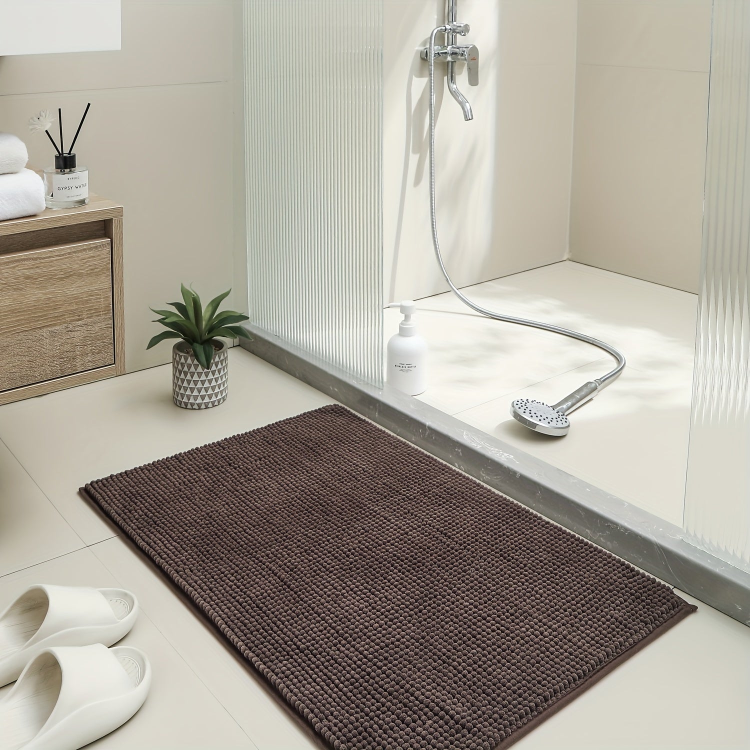 Luxurious Chenille Bath Mat 2cm Thick Non-Slip Absorbent Quick-Dry
