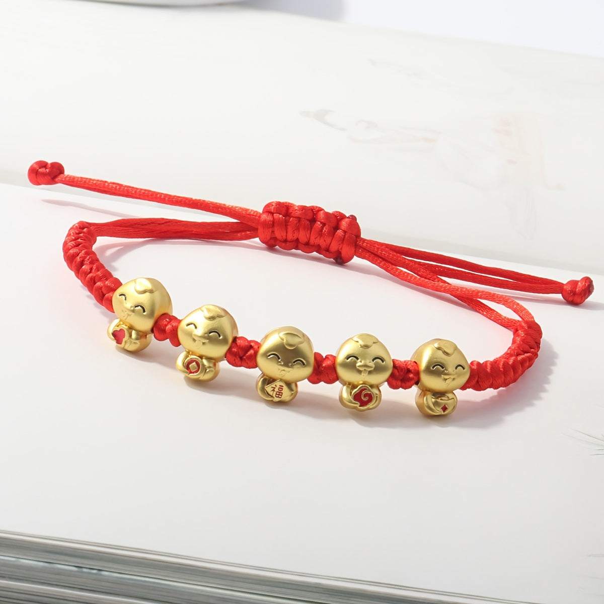 Red Thread Woven Bracelet with Snake Pendants for Gift and Fashion