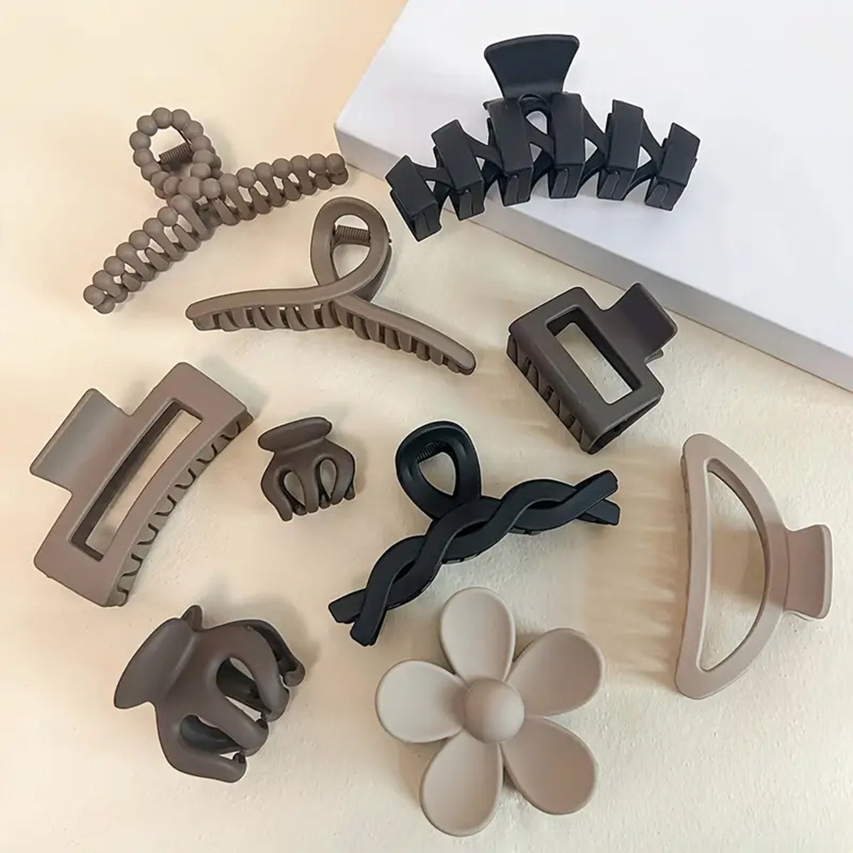 Set of 10 Large Hair Claws for Women Matte Finish Non-Slip Grip Strong Hold for Thick Hair