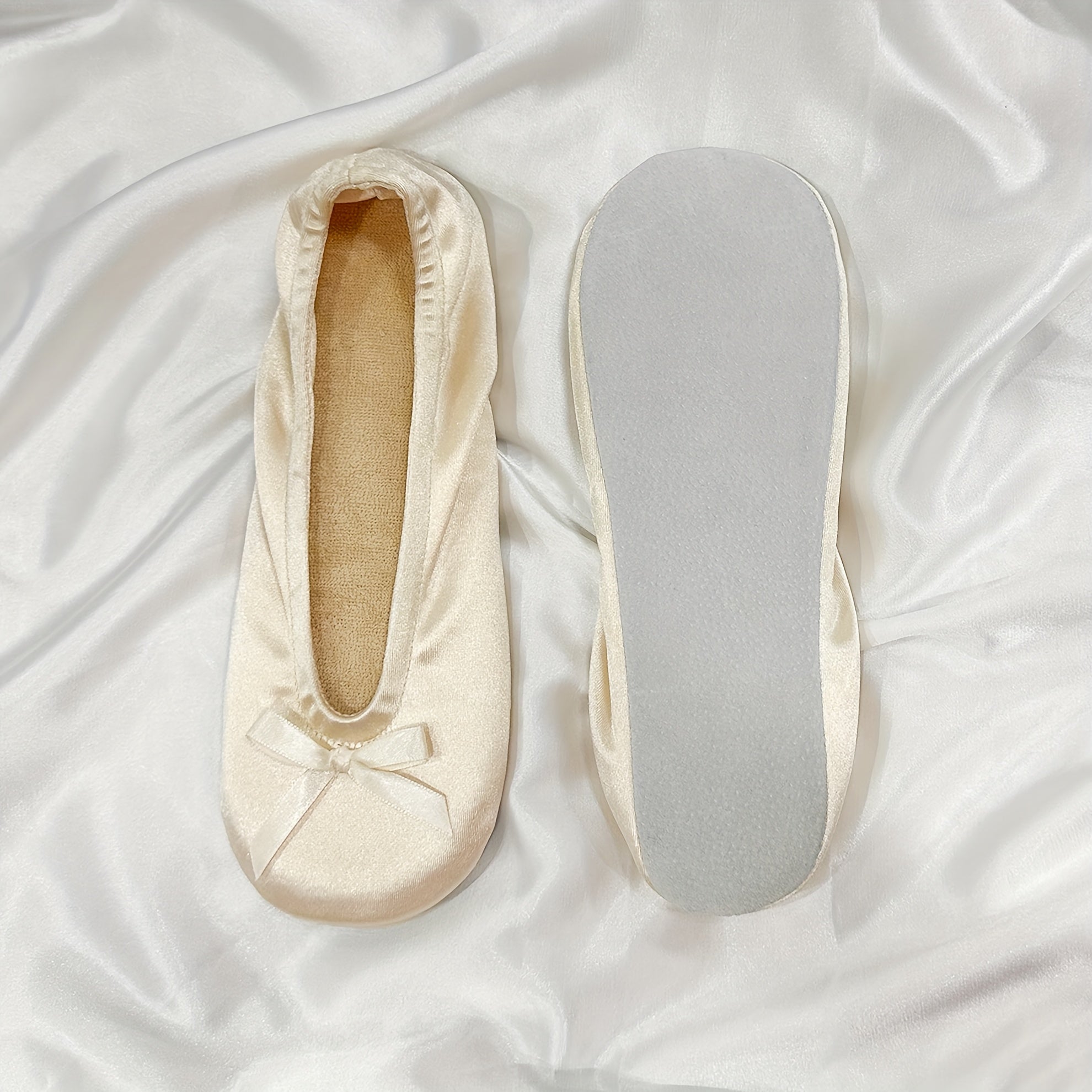 Women’s Slip-On Ballet Flats Light Gray Pink Beige White Indoor Shoes Comfortable Rounded Toe