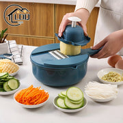 12-in-1 Manual Vegetable Chopper and Slicer Durable Plastic Kitchen Tool