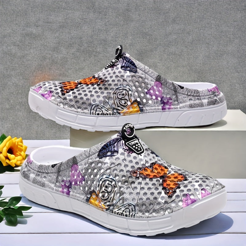 Women’s Butterfly Print Slip-On Sneakers Lightweight EVA Casual Shoes All-Season