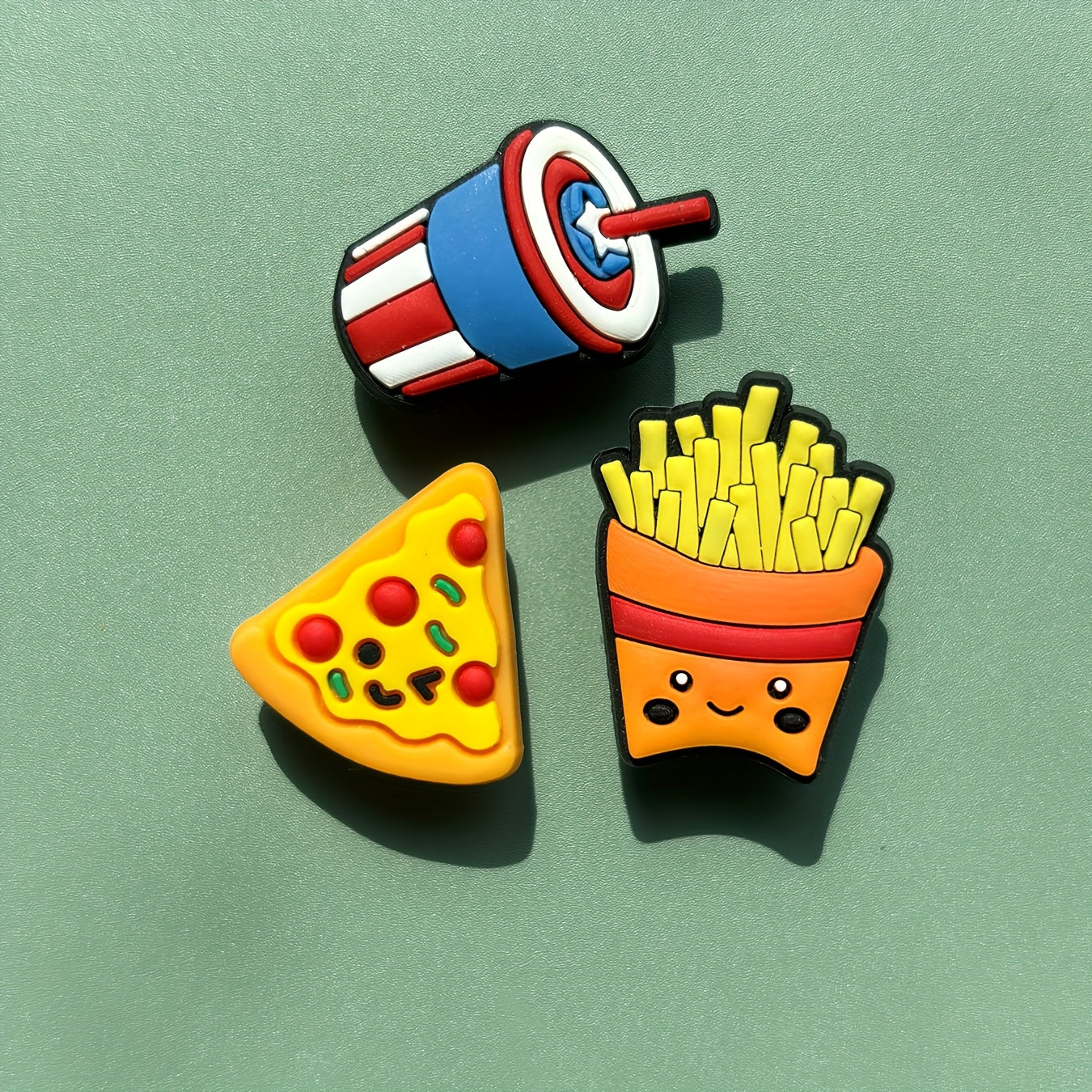 14 Pieces Colorful PVC Food Drink Charm Set for Party Gifts and Accessories