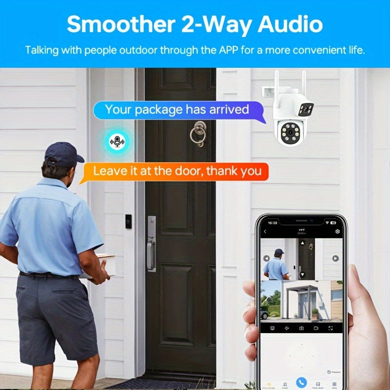 Tashqi 2MP 2.5G WiFi xavfsizlik kamerası, ikki tomonlama audio, kechqurun ko‘rish, harakatni aniqlash, pan-tilt, saqlash bilan
