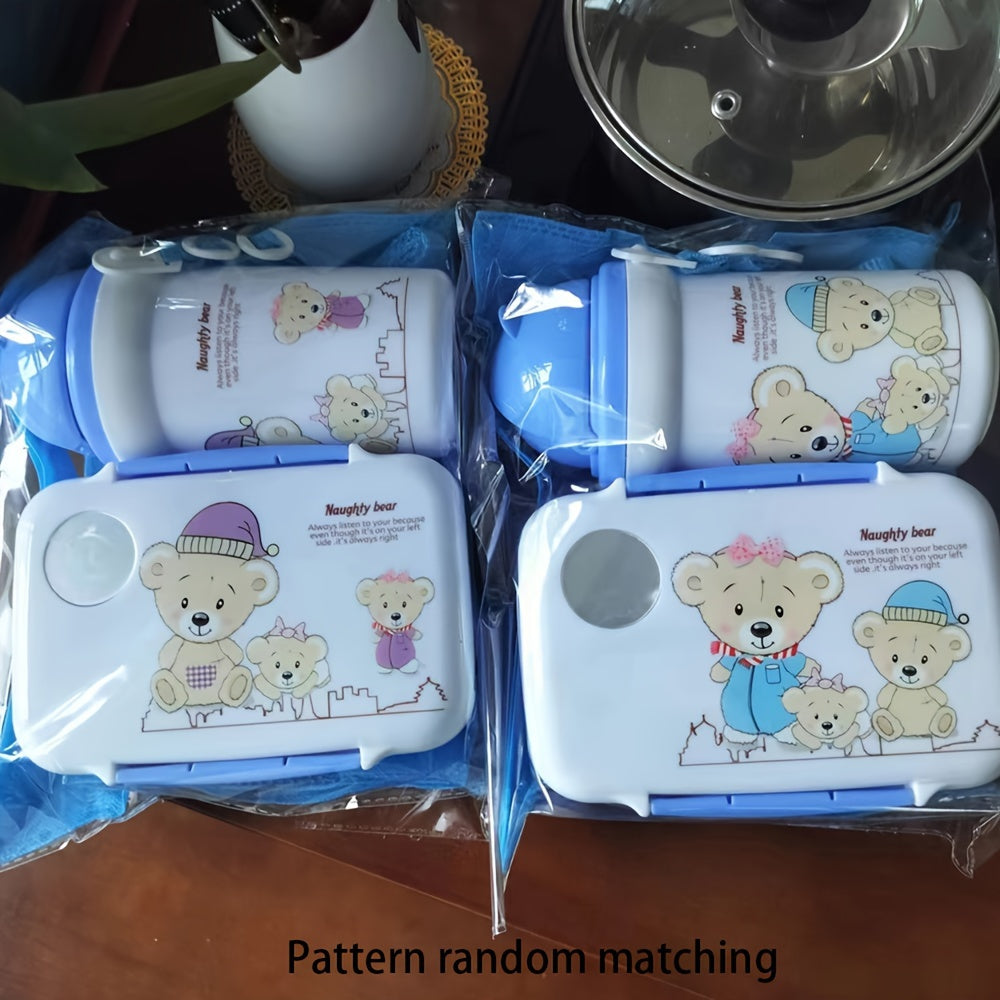 Lunch Box Set with Straw Water Bottle and Durable Plastic for School Work Camping