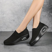Women’s Breathable Slip-On Sneakers with Cushioned Midsole Black Fabric