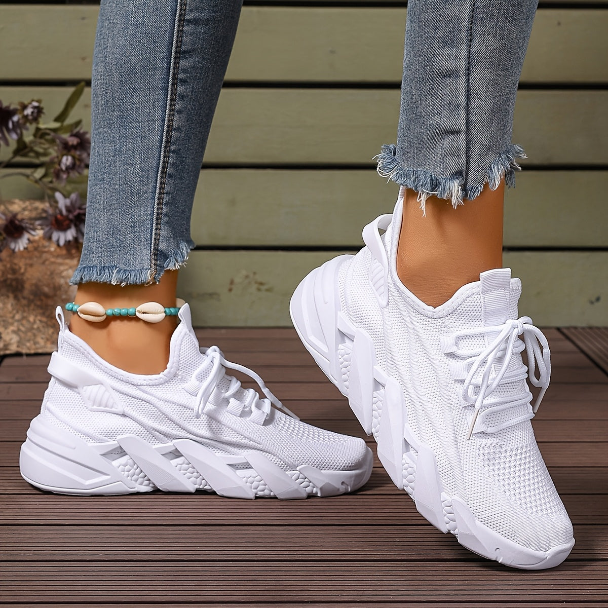 Ayollar uchun nafas oladigan, engil, pushti rangli trikotaj sport poyafzallari, pastki qismi, kundalik yurish va yugurish uchun mos