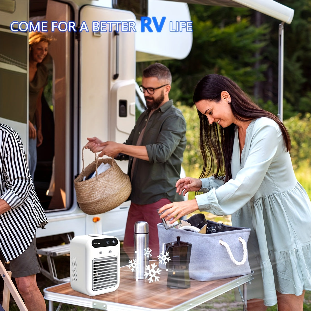 Portable USB Rechargeable Air Conditioner Humidifier for Home Office RV 3-Speed