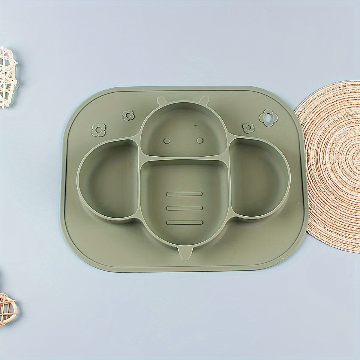 Children's Silicone Dinner Plate with Animal Patterns, High Temperature Resistant, Easy to Clean