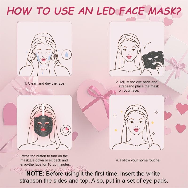 LED Facial Mask for Face and Neck USB Powered Skin Rejuvenation Light Therapy Modern Durable