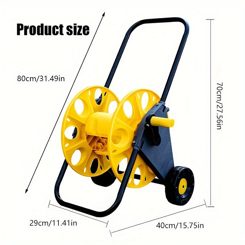 Heavy-Duty Garden Hose Cart with Rotatable Handle for Storage and Transport