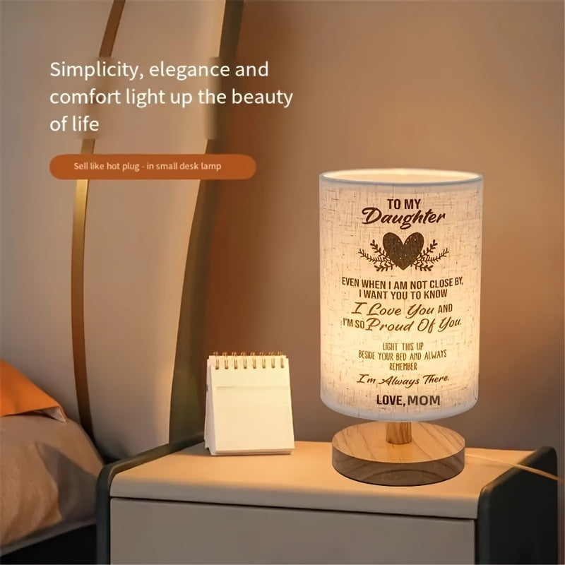 Solid Wood Table Lamp with LED Light for Bedroom and Study Room Decor