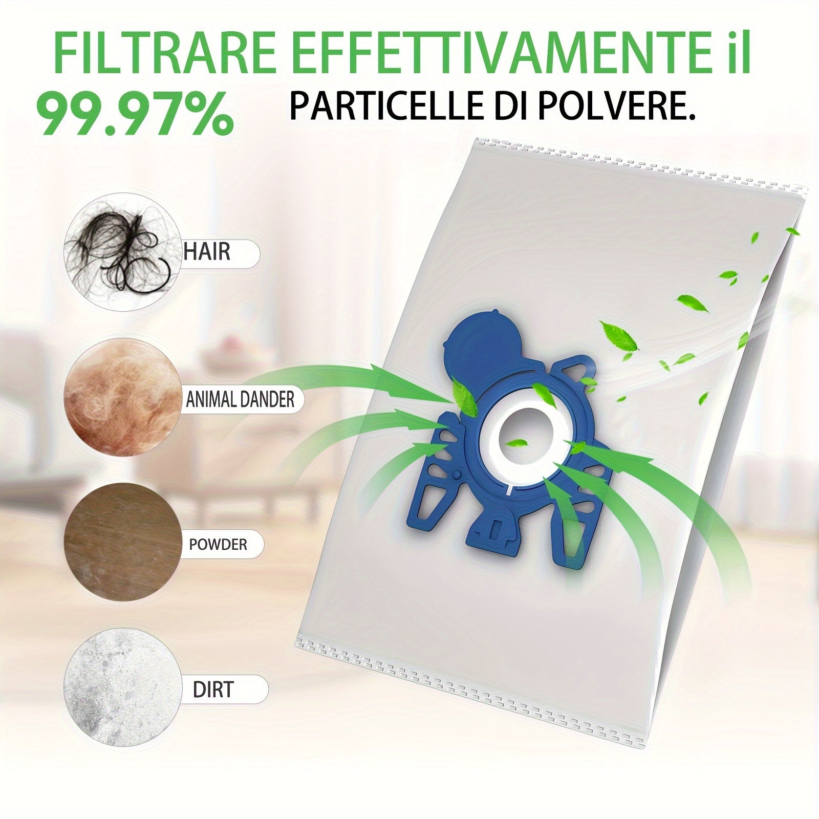 GN Classic C1, Complete C2, Complete C3, S400-S456I/S600-S658/S800-S858/S2000-S2999/S5000-S5999/S8000-S8999 modellari bilan foydalanish uchun mos vakuum tozalagich sumkalari.