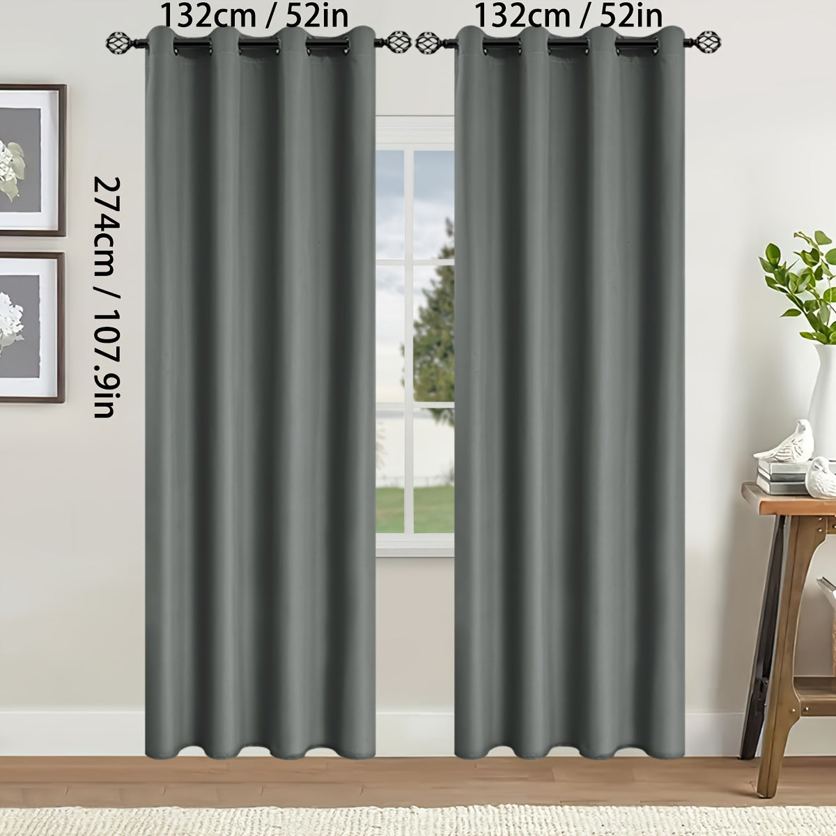 Blackout Curtains for Bedroom and Living Room, UV Protection, Easy Slide