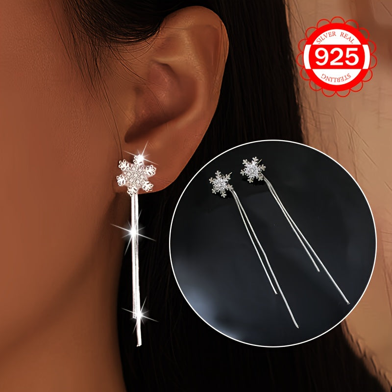 Women's Silver Snowflake Earrings Hypoallergenic 925 Silver Versatile Jewelry for Daily and Special Occasions