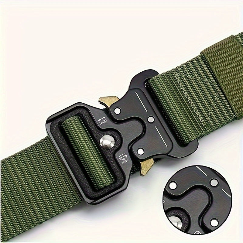 Unisex Camouflage Canvas Nylon Belt with Quick-Release Buckle for Casual and Outdoor Wear