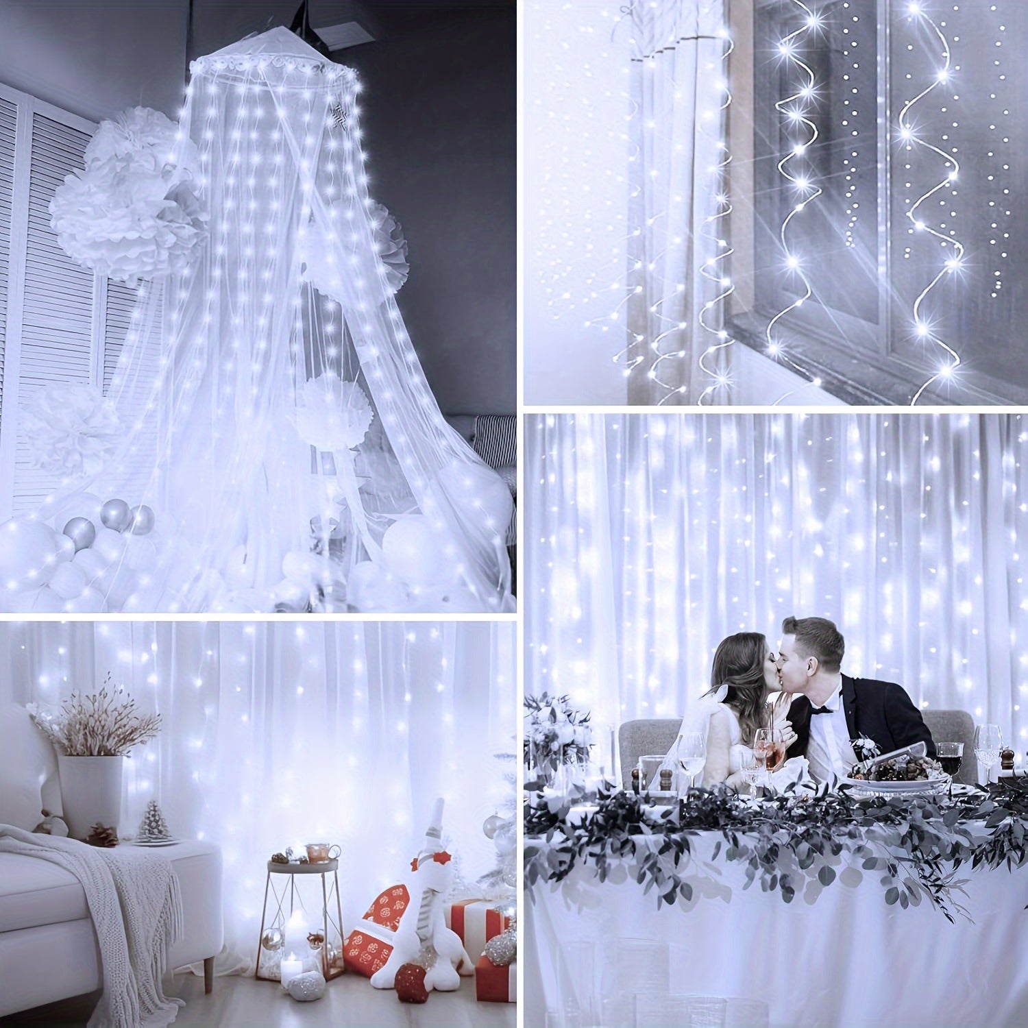Fairy Curtain Lights USB Powered with Remote Control 8 Modes Dimmable Timer 100 200 300 LEDs