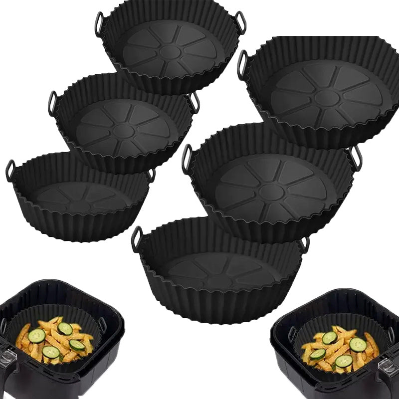 2/3/6 ta qayta ishlatiladigan Havo Fryer qoplami, 20.32 sm silikon, yopishmaydigan pech, mikroto'lqinli pech uchun