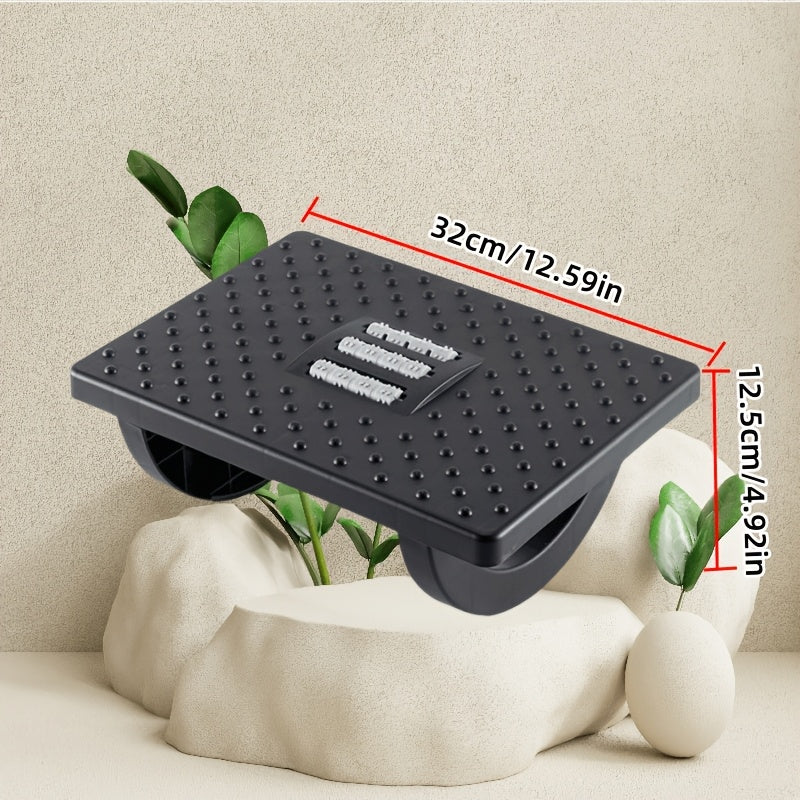 White Ergonomic Anti-Slip Office Footstool with Foldable Design and Textured Surface