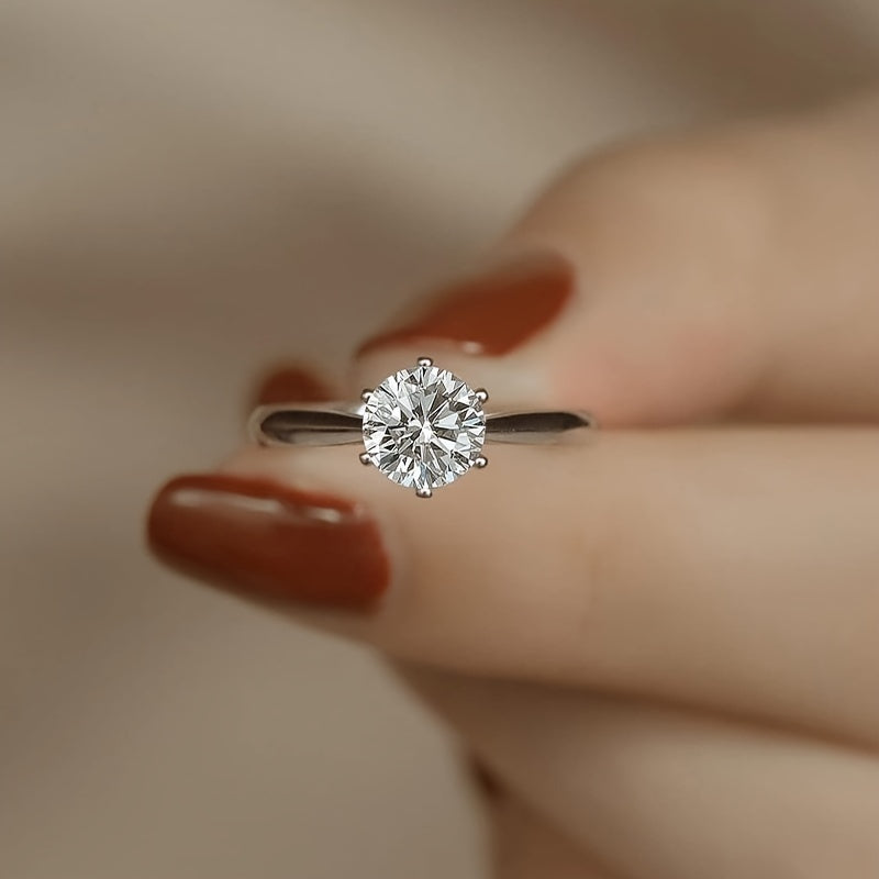 Sterling Silver Promise Ring with Moissanite 1/2/3/5/10 Carat Engagement Jewelry