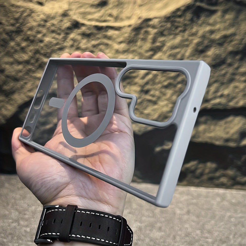 Transparent Magnetic Wireless Charging Shockproof Phone Case for Samsung Galaxy S24 S23 S22 Plus Ultra