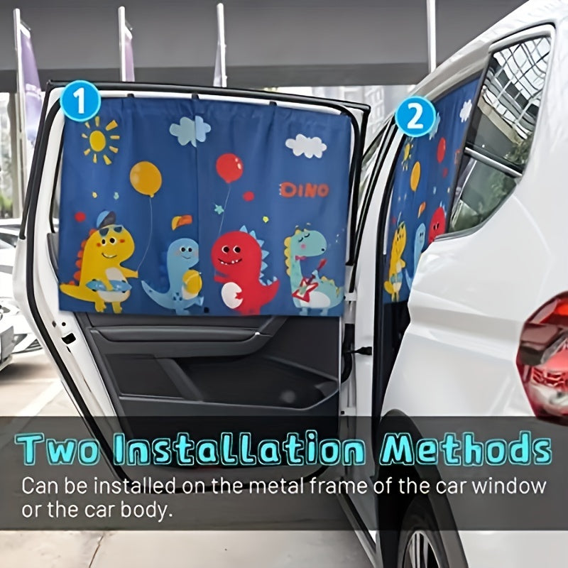 Qalinlashtirilgan magnit avtomobil oynasi pardasi ikki tomonlama izolyatsiya dinozavr dizayni