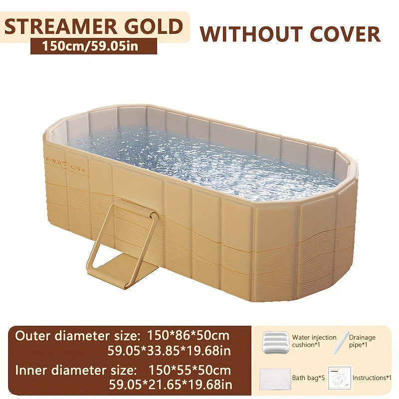 Portable Folding Bathtub with Lid for Home Balcony Patio Use