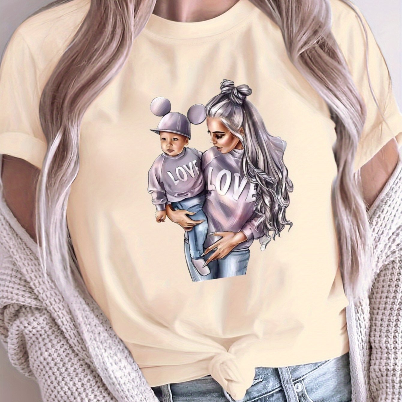 Camiseta suelta de gran tamaño para mujer, algodón transpirable, manga corta casual