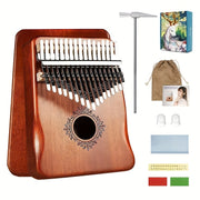 Wooden 17-Key Kalimba Thumb Piano with Learning Book for Beginners Blue Tan