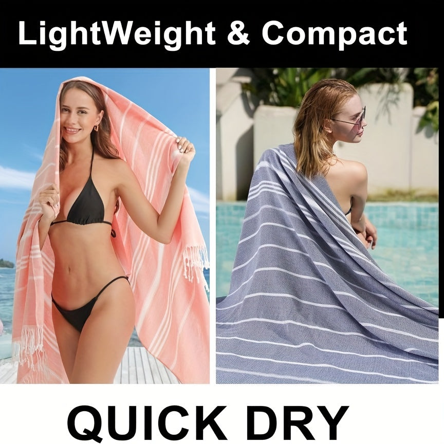 Large Turkish Beach Towel Stripes Lightweight Quick-Dry Pool Travel Camping Boho Style