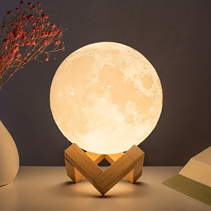 Lámpara de mesa 3D con temática de anime y luna, alimentada por batería, luz nocturna decorativa