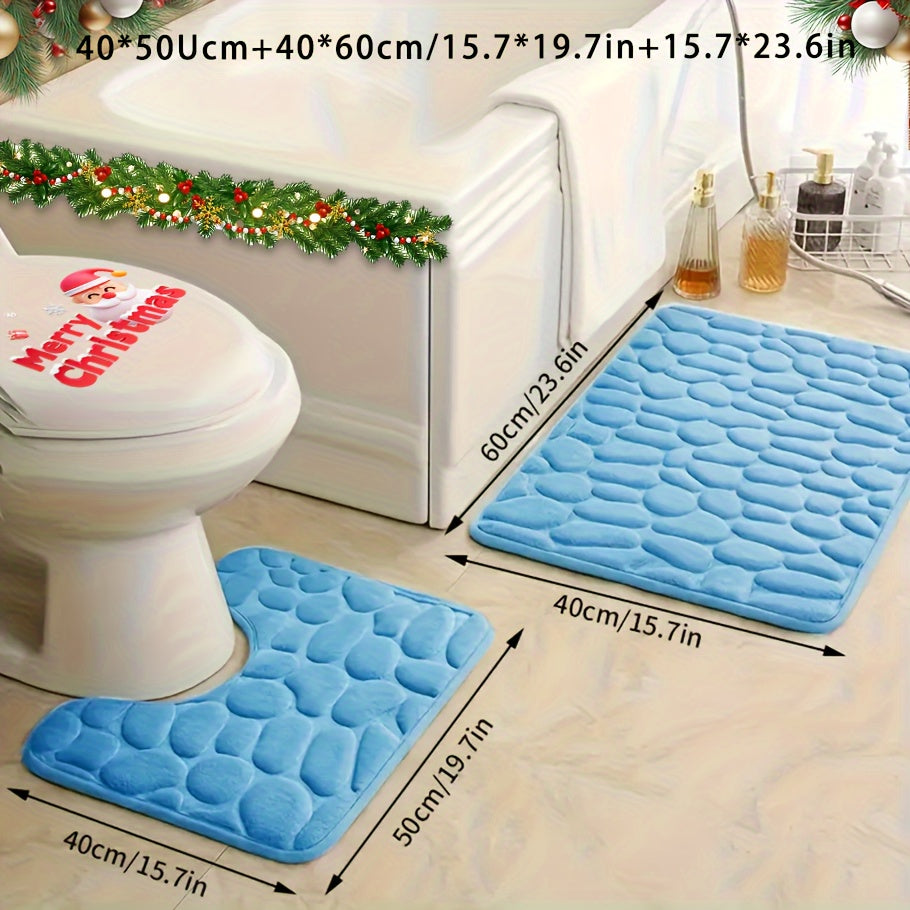 Memory Foam Bathroom Rug Set with Non-Slip Backing and Absorbent Mat for Shower Bathtub and Laundry Room