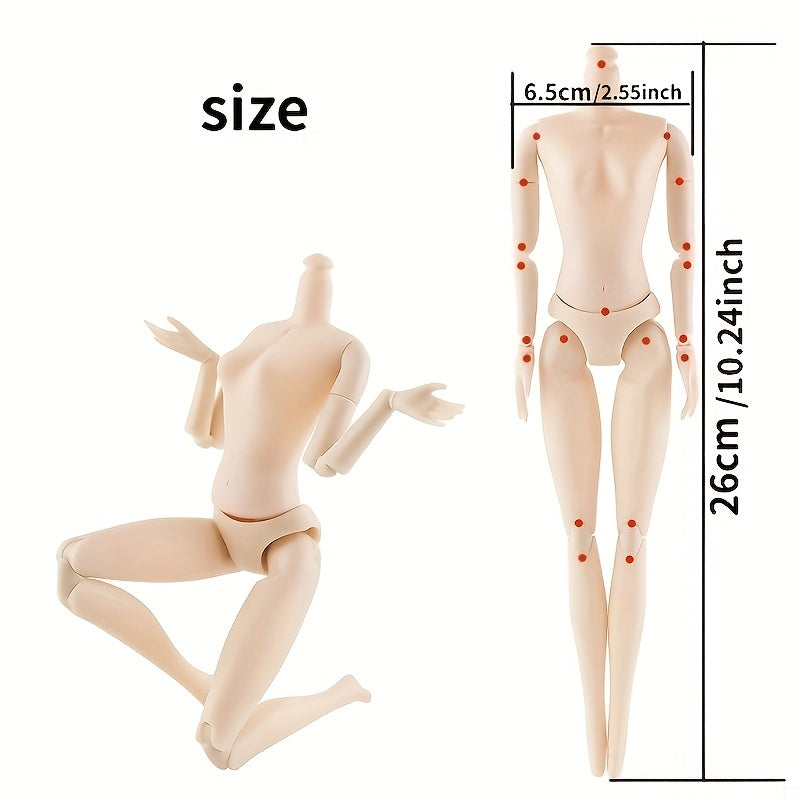 30cm DIY Anime Doll with 20 Joints, Painted Eyes, Straight Bangs, Light Beige