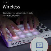 Wireless MIDI Controller with RGB Drum Pads Touch Feedback and Built-in Battery