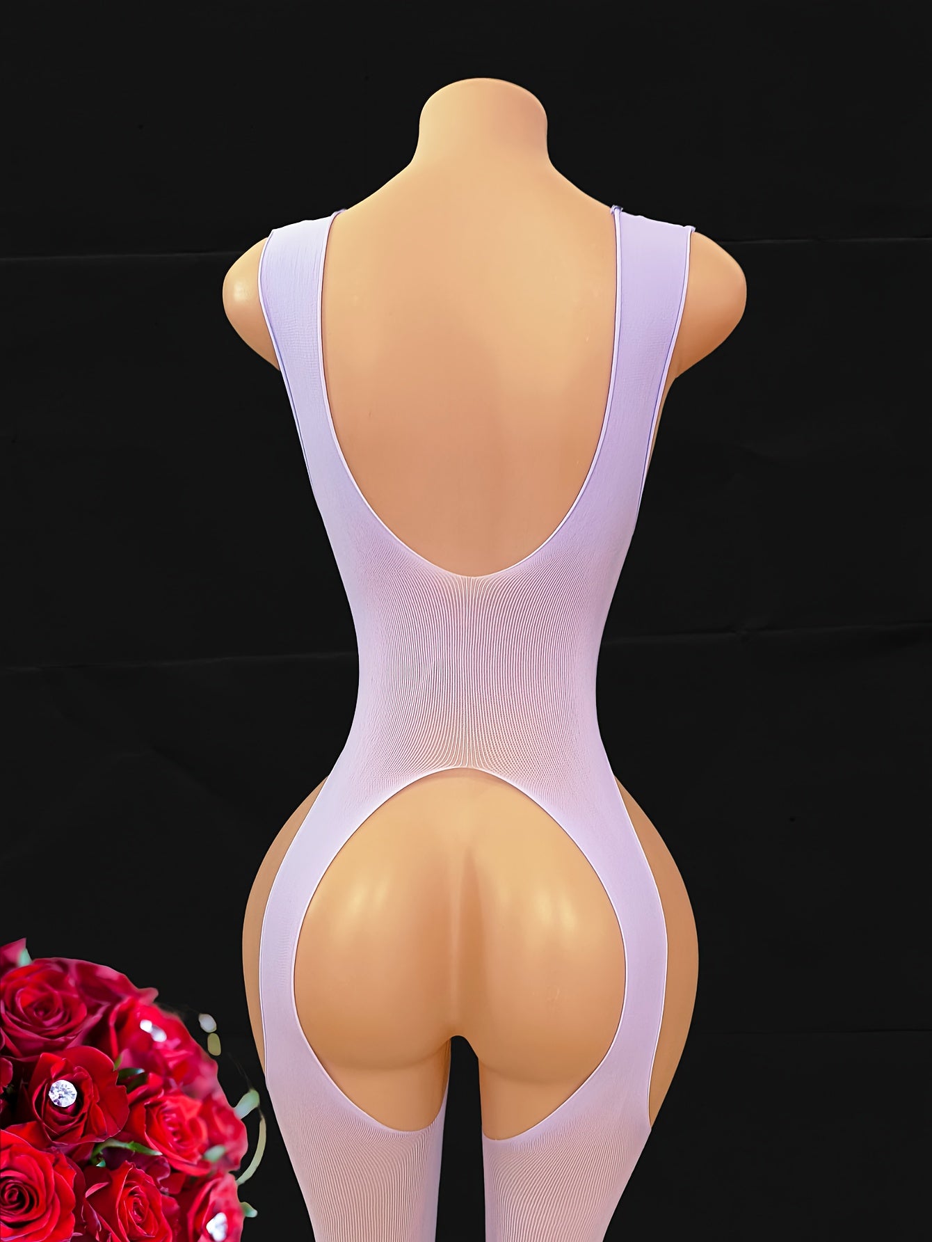 Plus Size Sheer High Stretch Body Stockings with Keyhole Detail