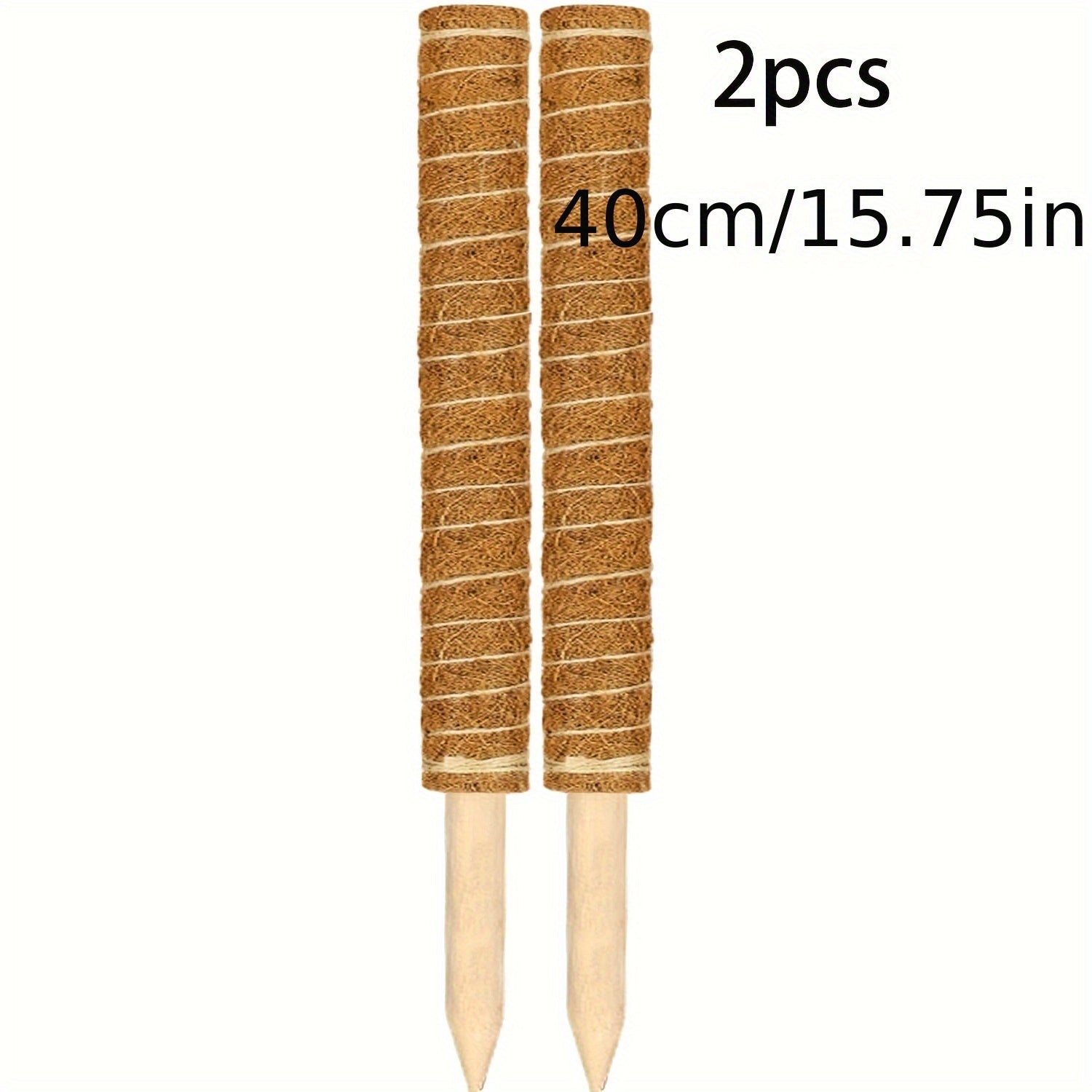 Juego de 2 varas de musgo para interior para plantas trepadoras de Monstera, soporte de fibra de coco, color marrón claro
