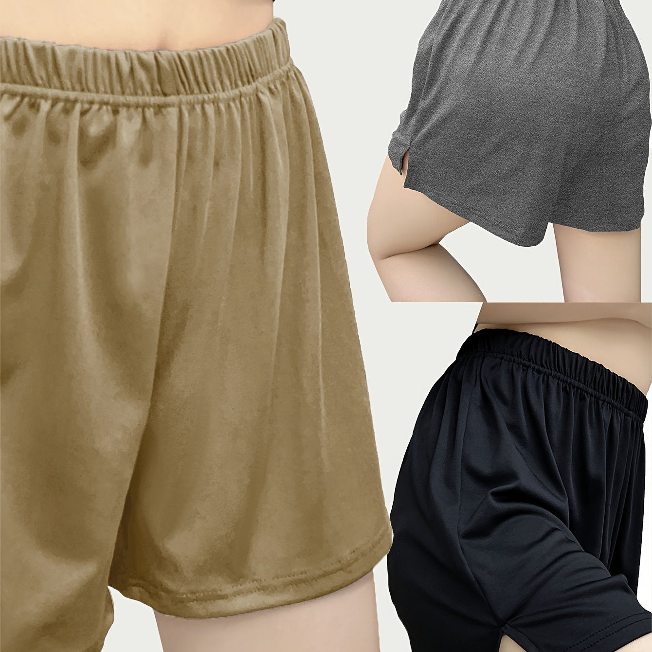 Women's Plus Size Pajama Bottoms Set Elastic Waist Casual Lounge Shorts 3 Pack