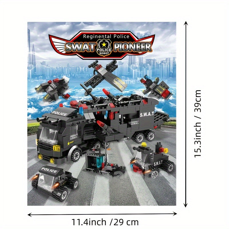 Building Blocks Toy Swat Police Robot Car for Kids Age 6+ Black Educational Toy
