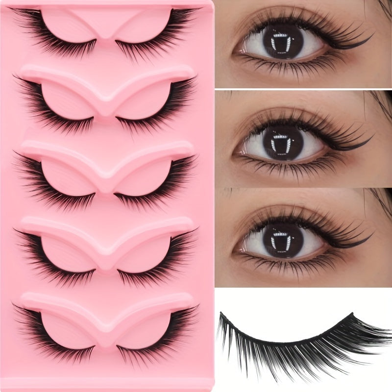 Women's False Eyelashes Cat Eye Fox Eye Curling Eye Makeup 5 Pairs