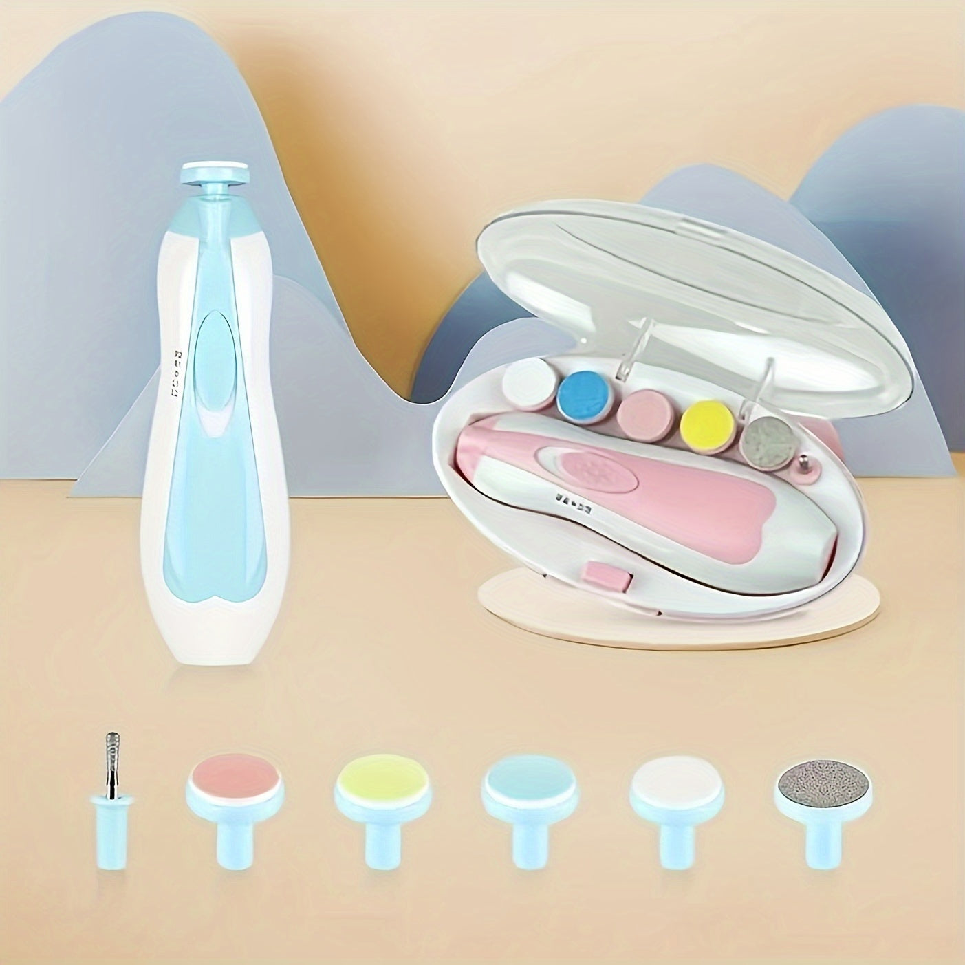 Electric Baby Nail Trimmer 6-in-1 Safety Grooming Kit with LED Light and Grinding Pads for Infants and Toddlers