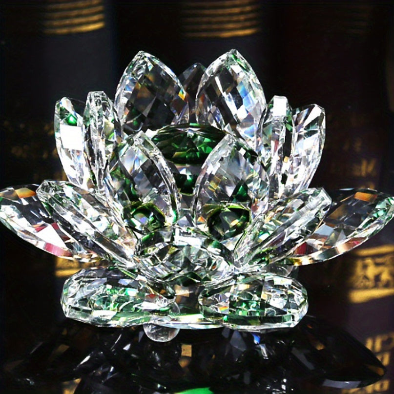Crystal Lotus Ornament for Home and Desk Decor Handmade Decorative Sculpture