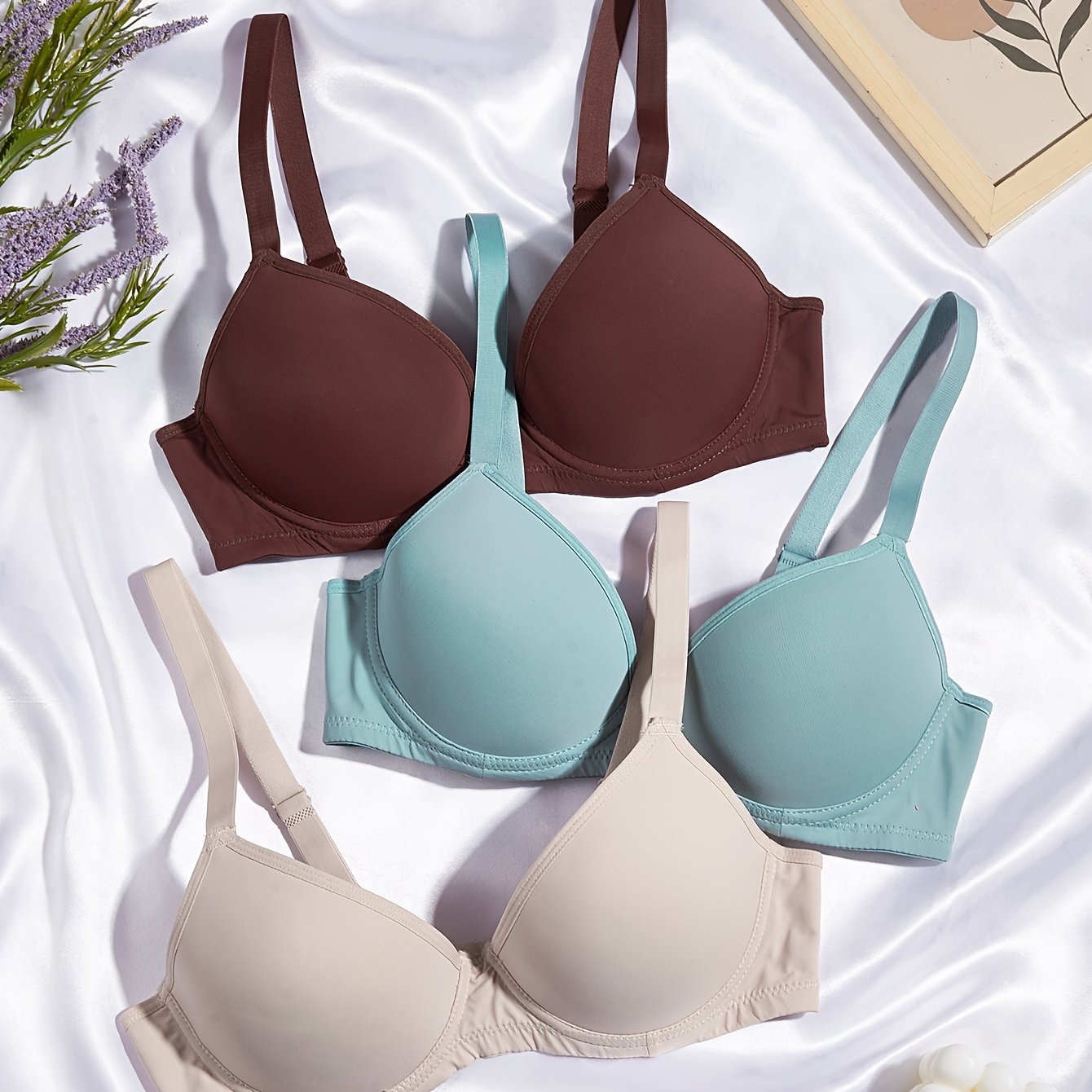 Women's T-Shirt Bras Breathable Cotton Push Up Lingerie Set