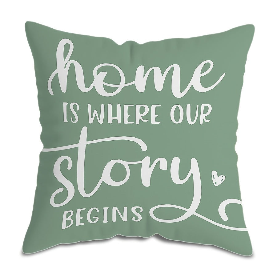 Polyester Throw Pillow Cover with Green and White Leaf Design 45cm x 45cm Machine Washable