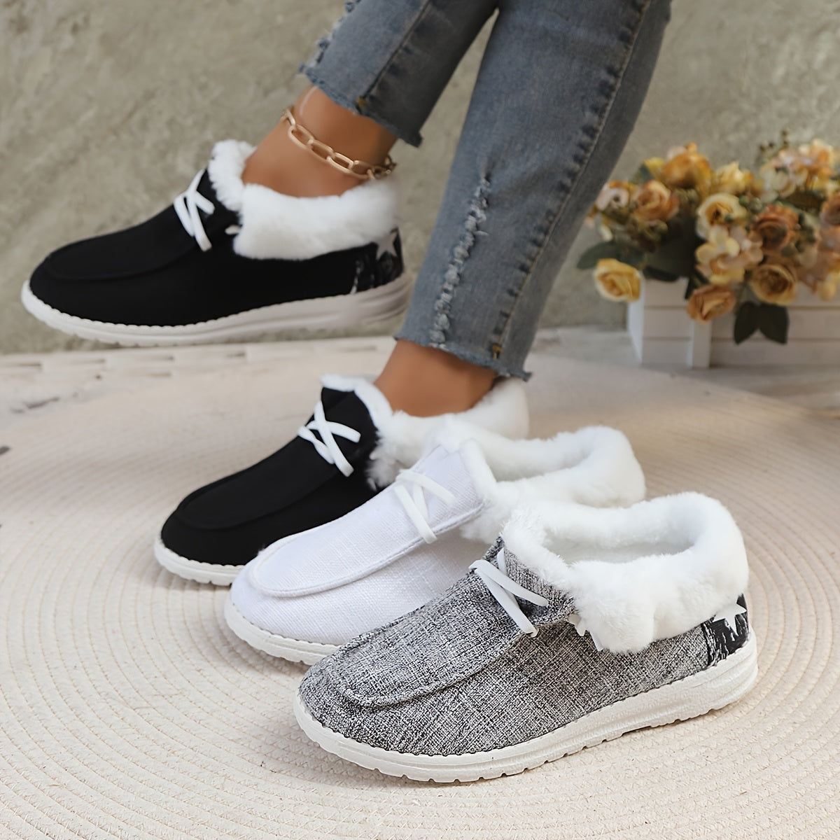 Women's Canvas Shoes Warm Winter Boots Ski Boots