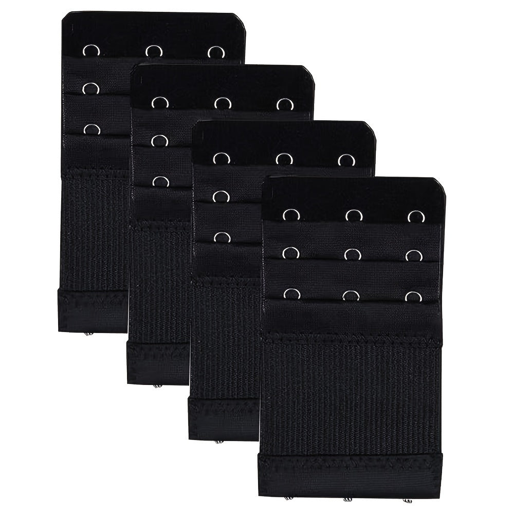 Women's Bra Extenders Set 4 Pieces 3 Hooks Elastic Knit Fabric Solid Color