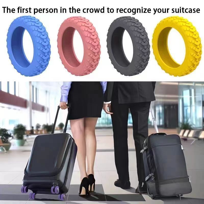 8 Pcs Rubber Luggage Wheel Covers Suitcase Casters Quiet Tire Protectors