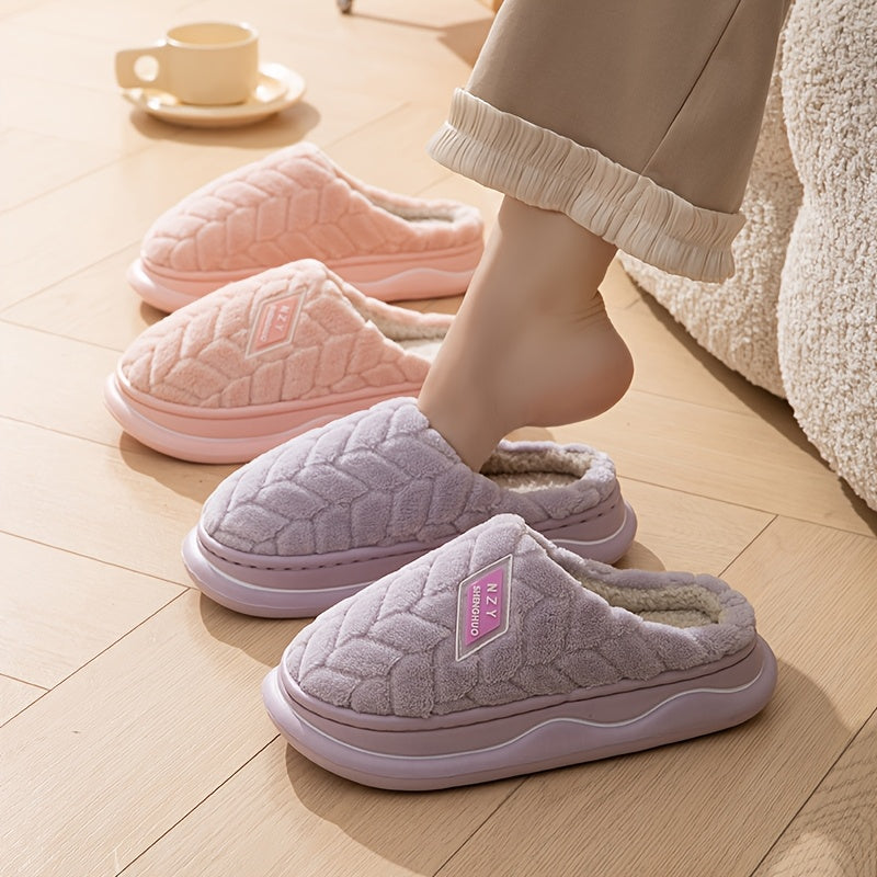 Women's Plush Slippers Warm Anti-slip Indoor Footwear for Autumn and Winter