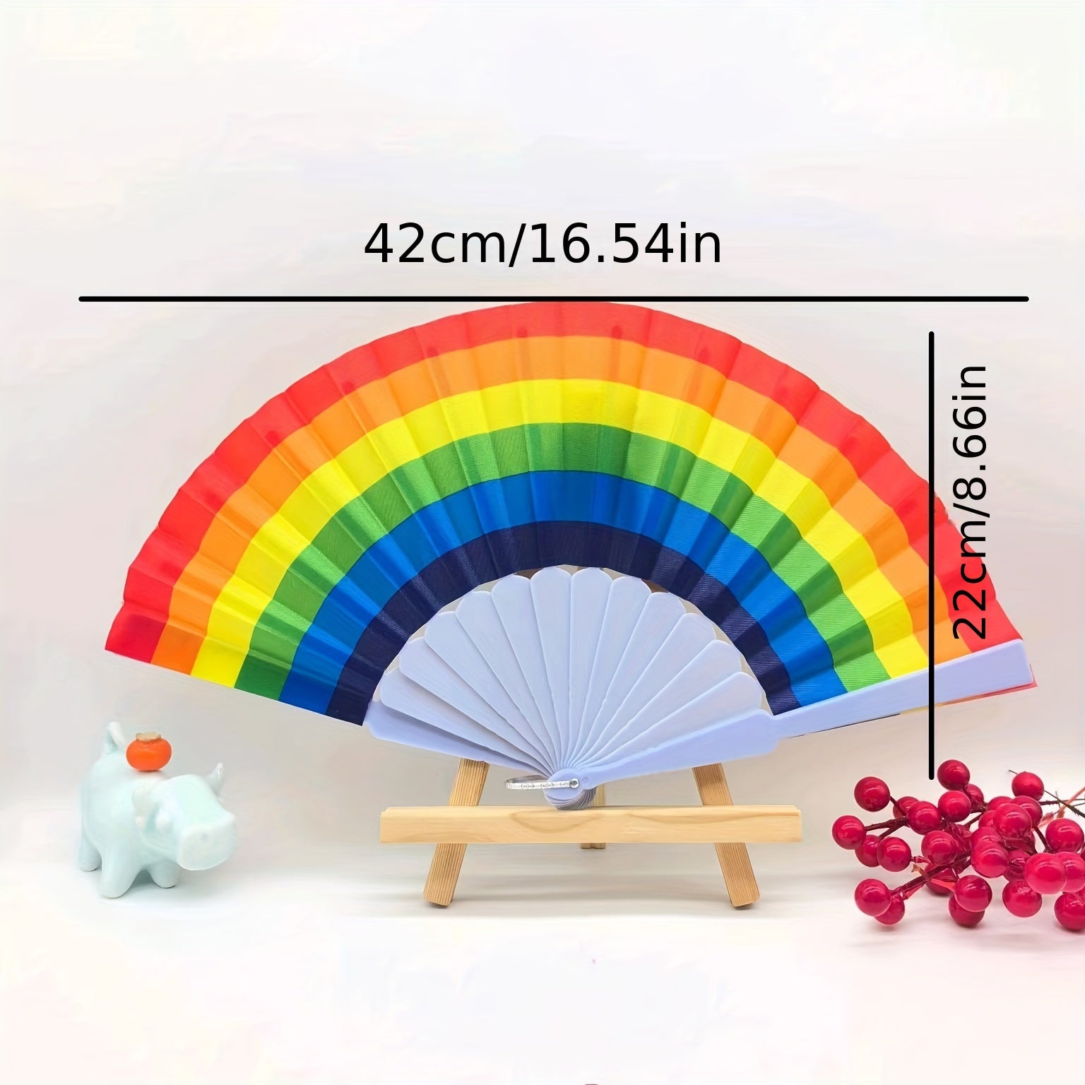 Set of 3/6/12 Rainbow Folding Fans Handheld Fabric Dance Props Party Decorations