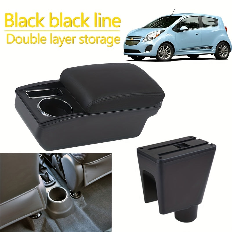Car Interior Black Armrest Center Console Storage Cup Holder Durable ABS